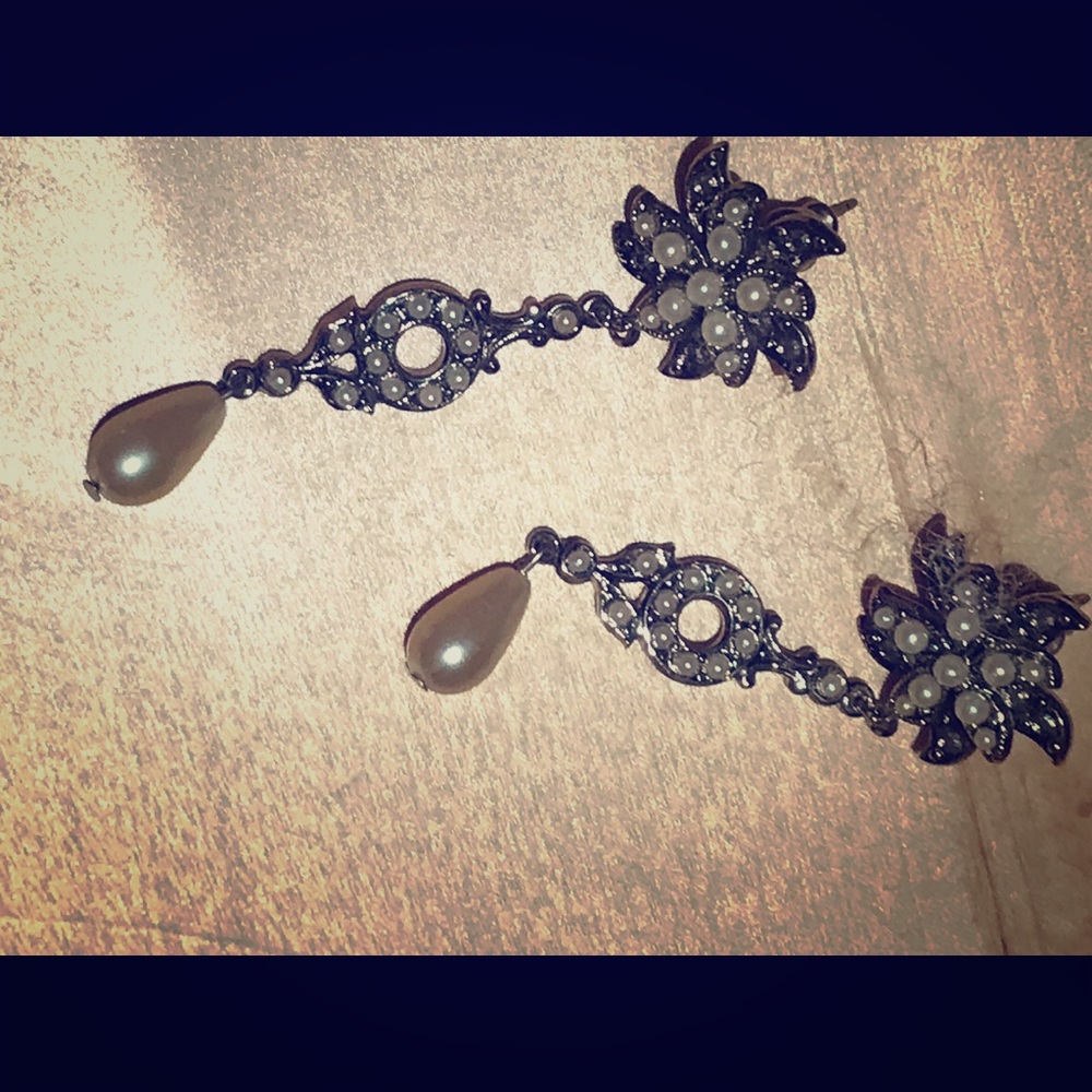 Costume Pearl like and Crystal Earrings